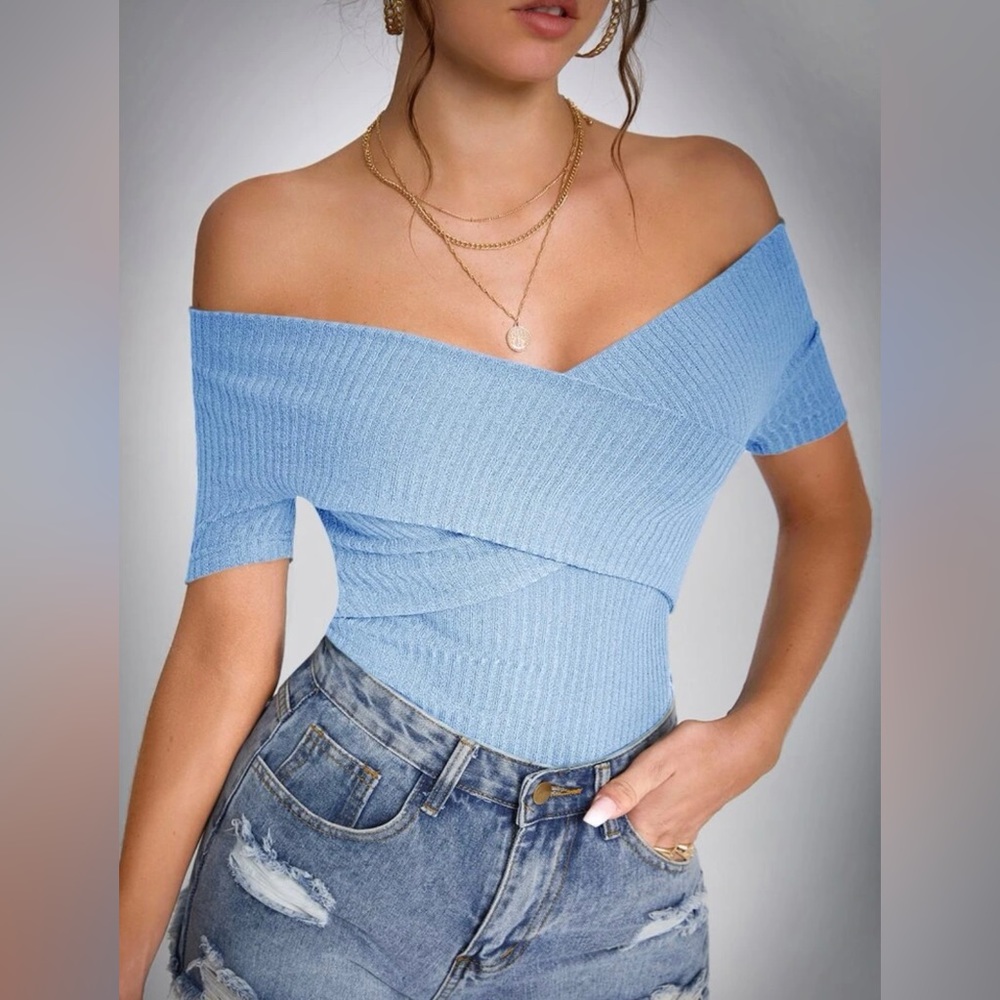 Off shoulder cross front top